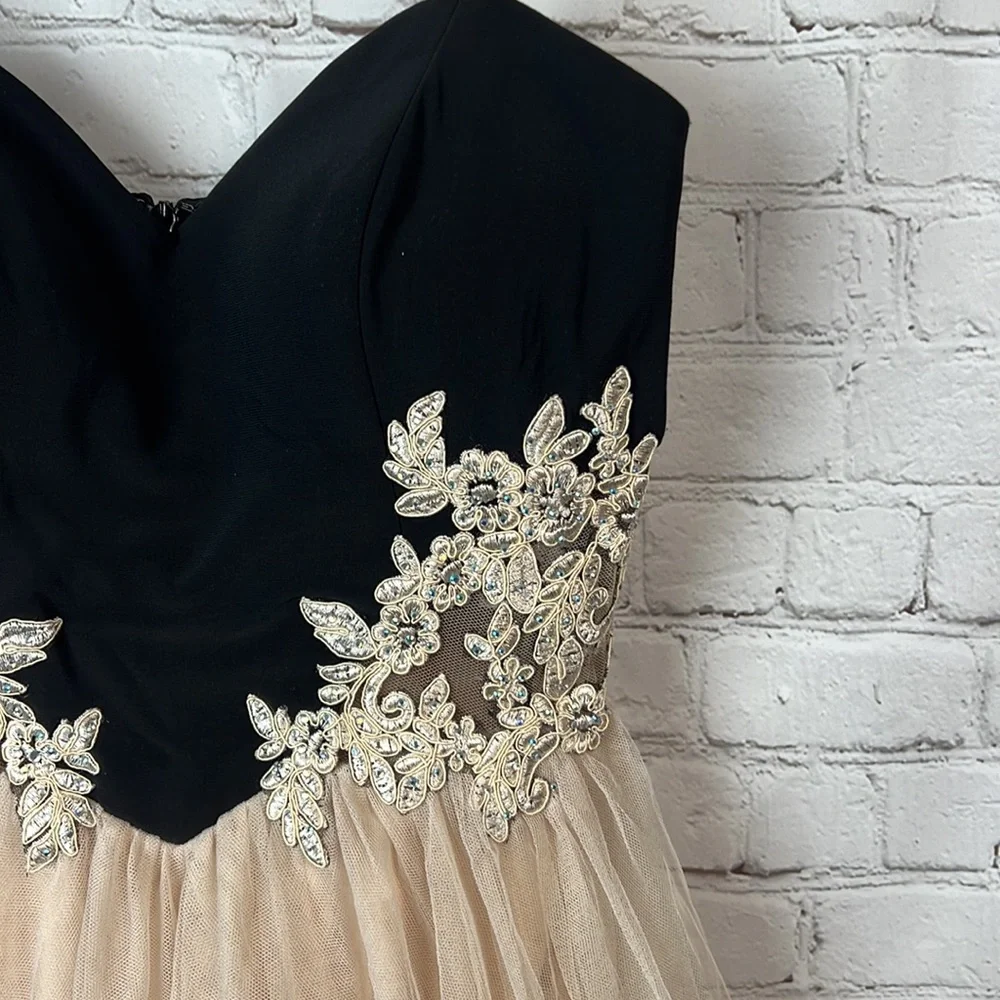 Blonde Nites Tulle Rhinestone Sweetheart Neckline Dress Homecoming Prom Size 3 - Picture 3 of 6